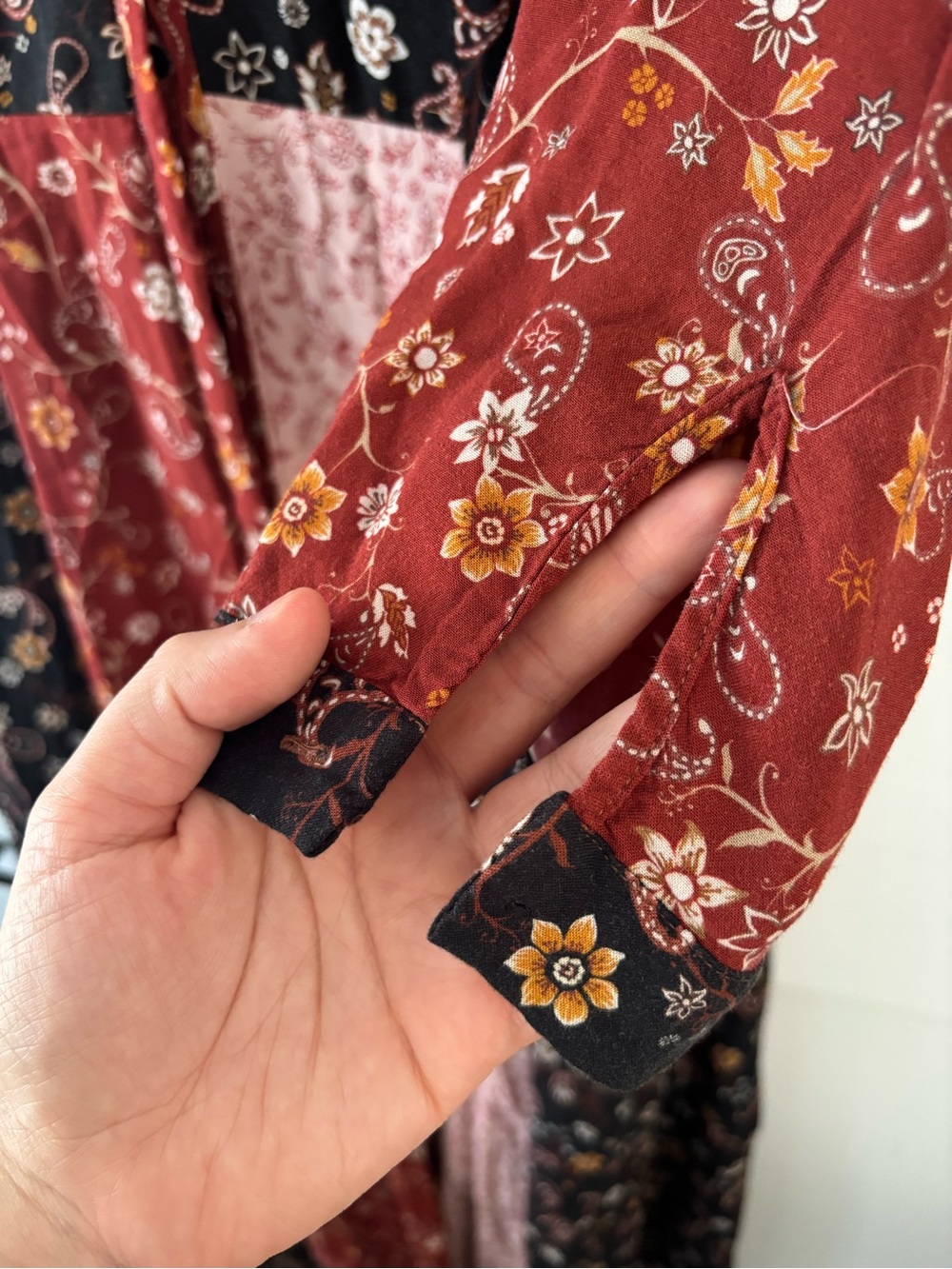 Zara Woman Patchwork Paisley Floral Maxi Shirt Dress XL Boho Prairie Whimsigoth - Picture 12 of 12